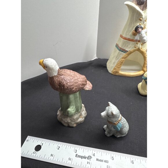 Native American Indian Inspired 13-Piece Porcelain Figurine Set VTG Hand Painted - Picture 6 of 16